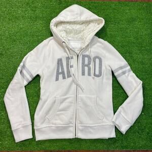 Aeropostale Women’s Large Fleece Lined Hoodie Spellout Winter Jacket